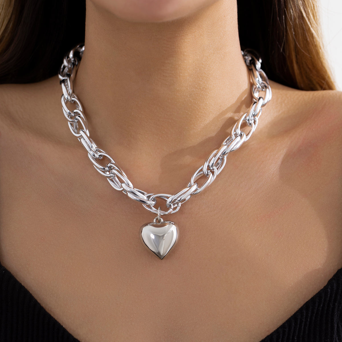 Tanya Punk Big Heart Pendant Necklace