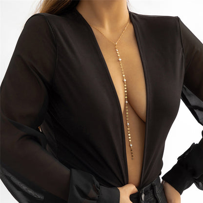 Erika Long Tassel Pendant Chest Chain Necklace