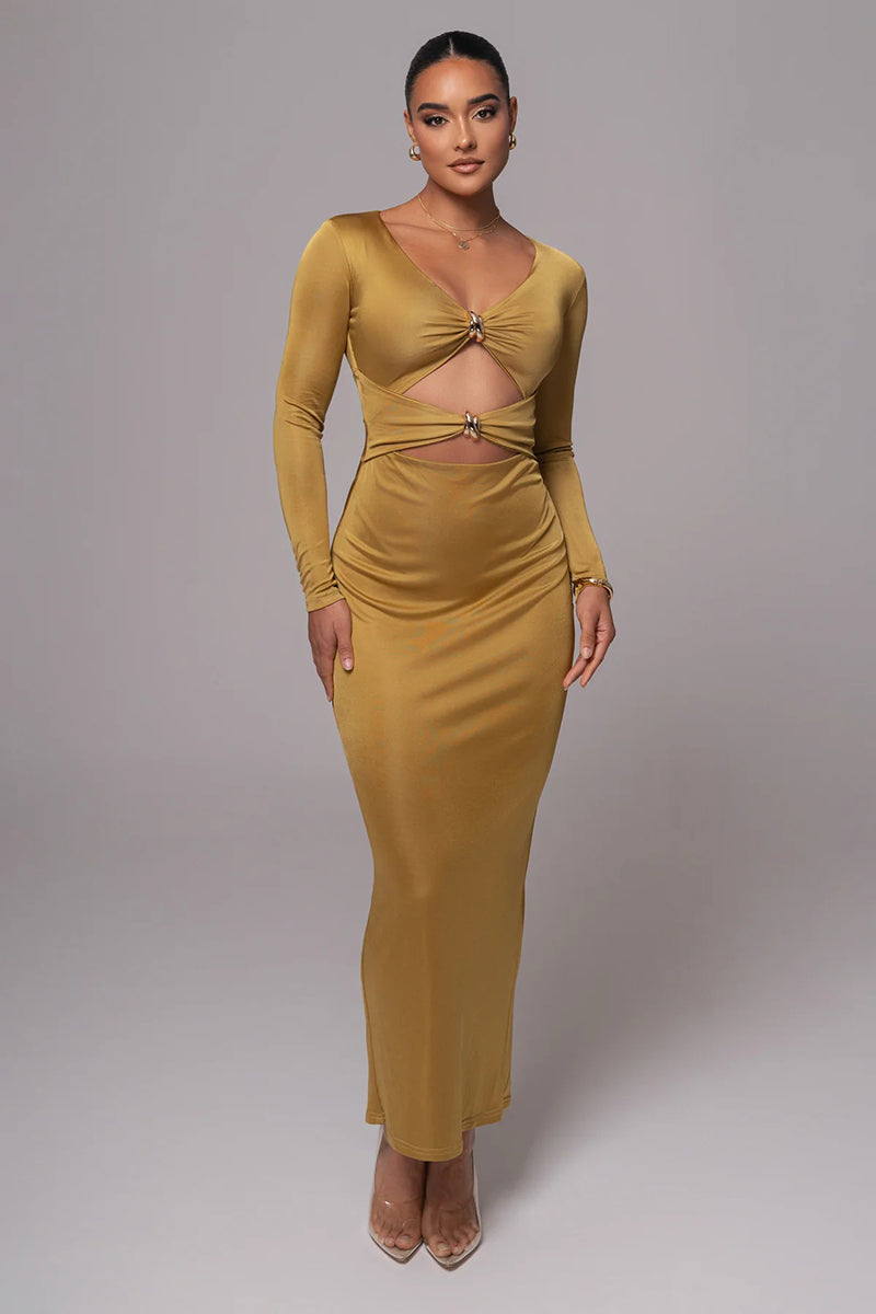 Alexandra Hollow Out Long Sleeve Sexy Maxi Dress