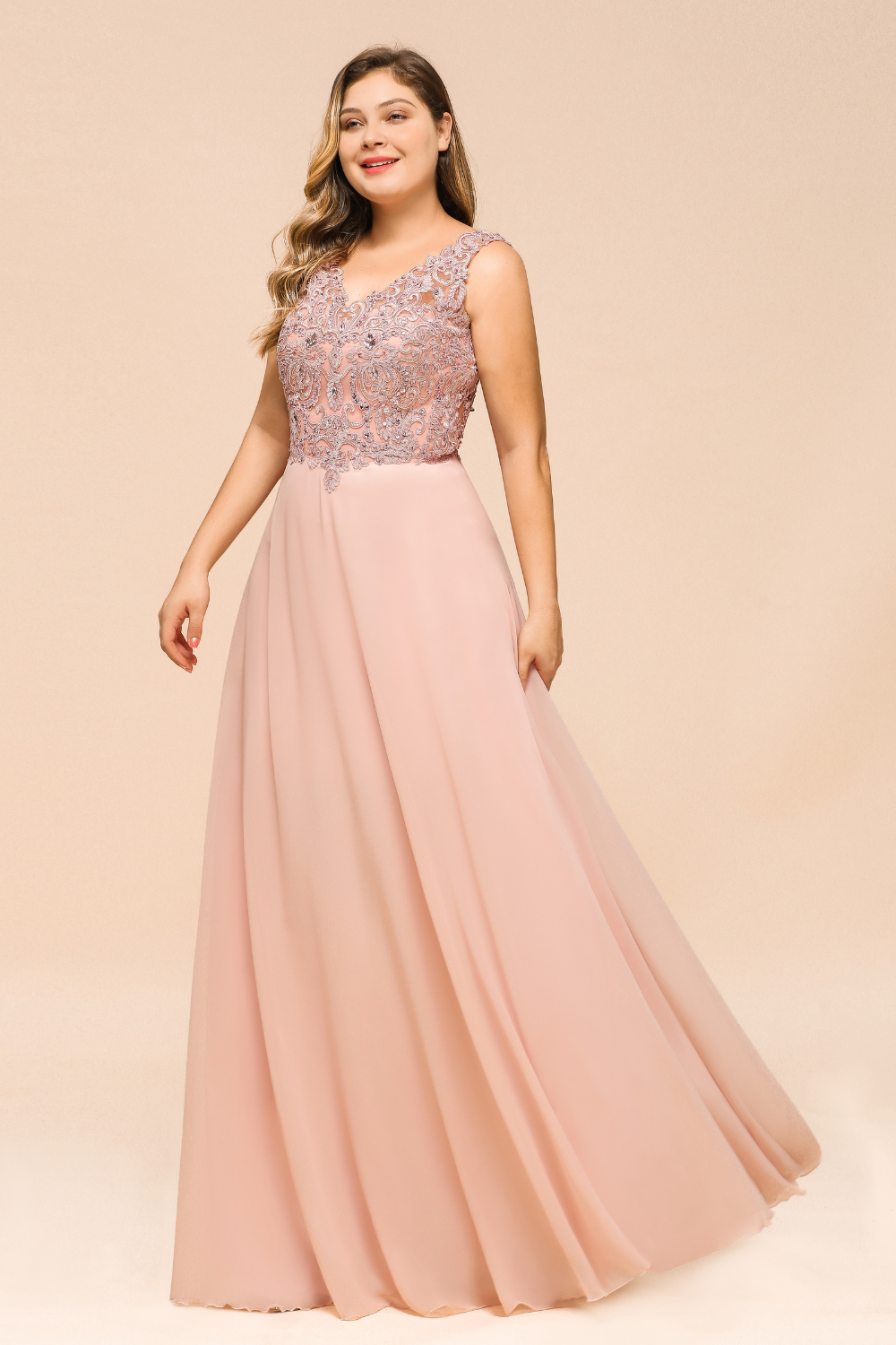 V Neck Lace Prom Dress
