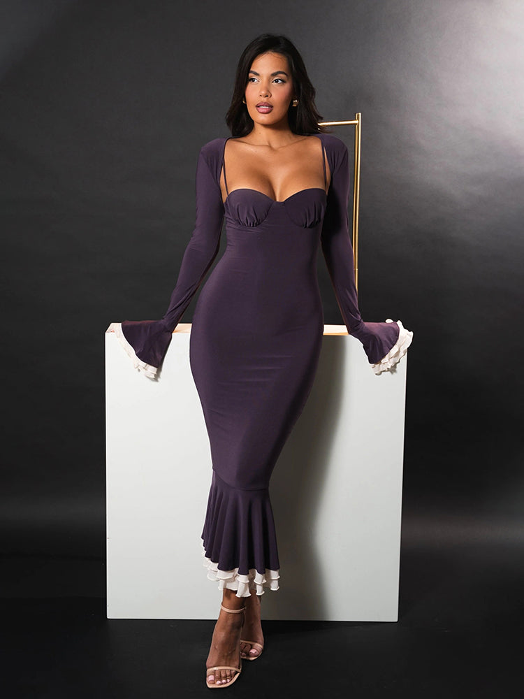 Nancy Long Sleeve Sexy Maxi Dress