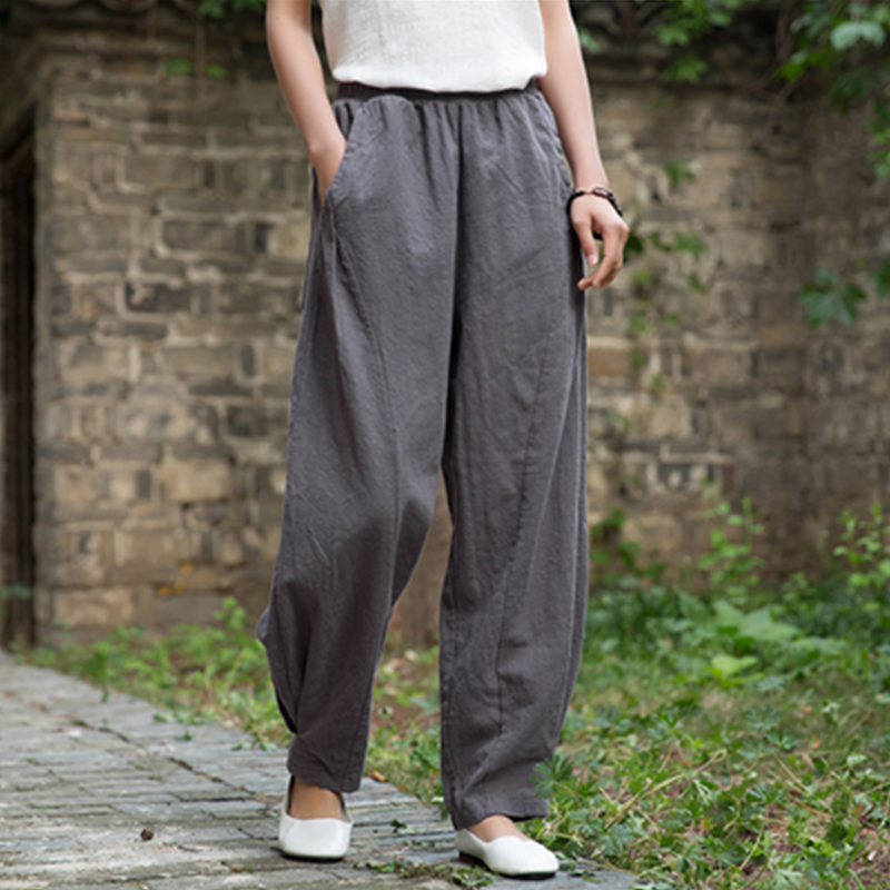Yvonne Cotton Linen Women High Waist Pants