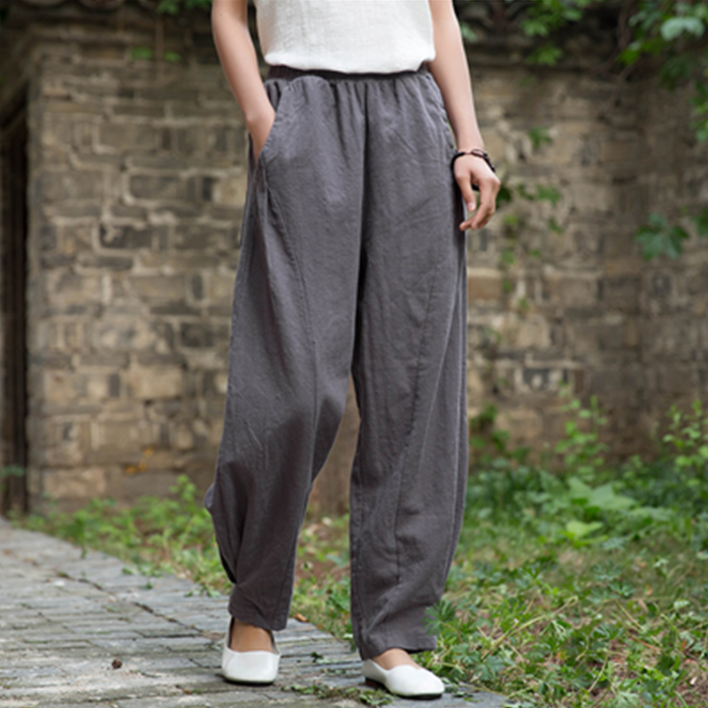 Tina Velvet Linen Women High Waist Pants