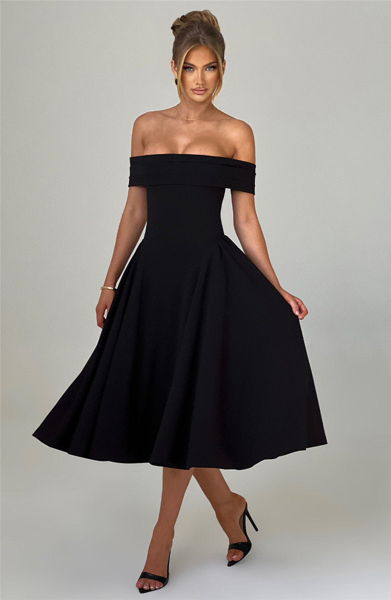 Rebecca Woman Off-shoulder Backless Sexy Midi Dress