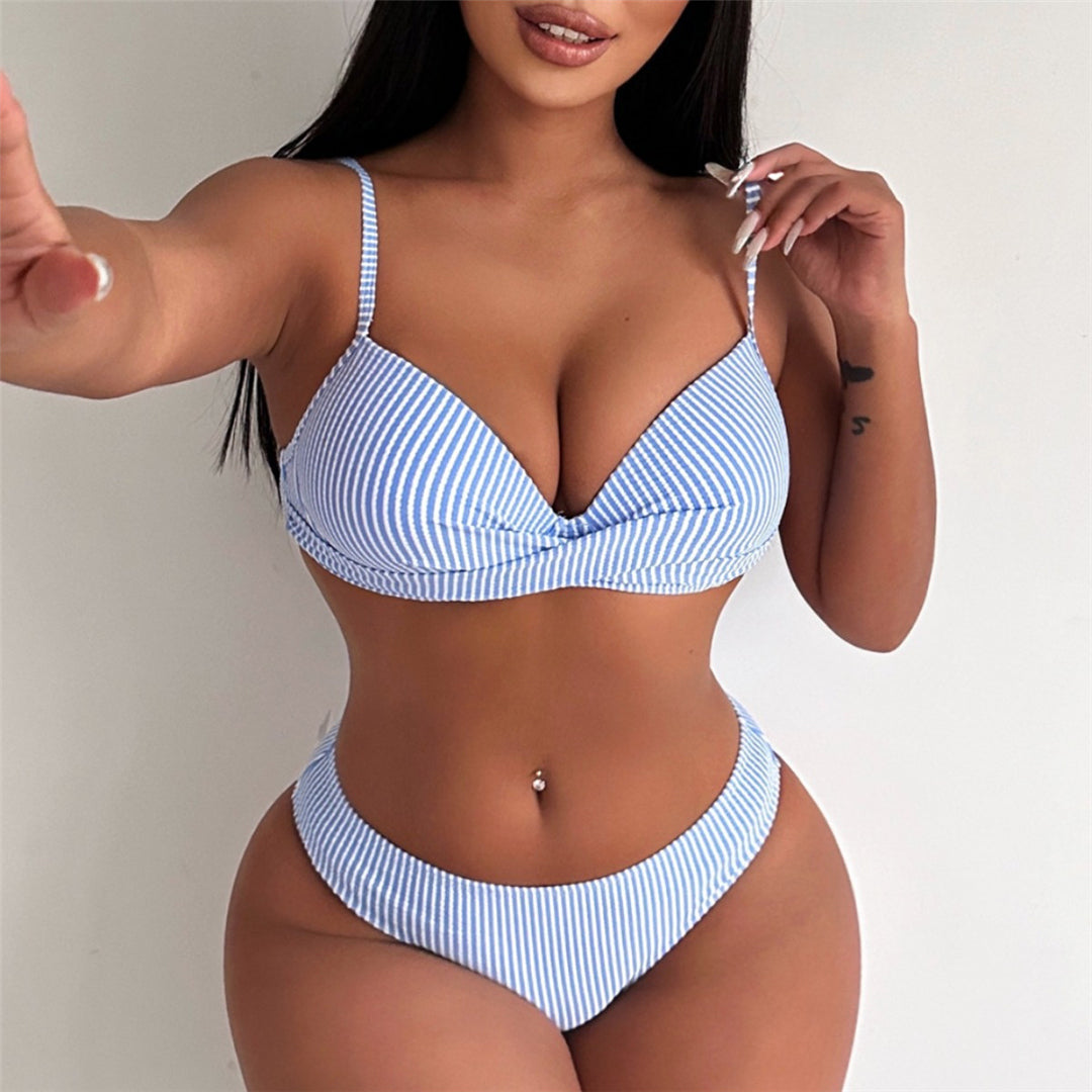Pamela Striped With Bra Cup Brazilian Bikini