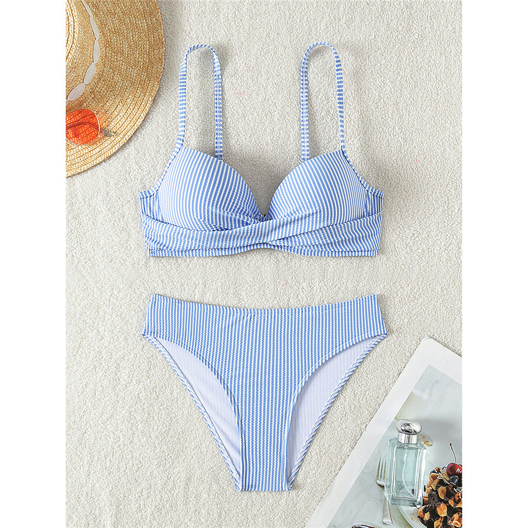 Pamela Striped With Bra Cup Brazilian Bikini