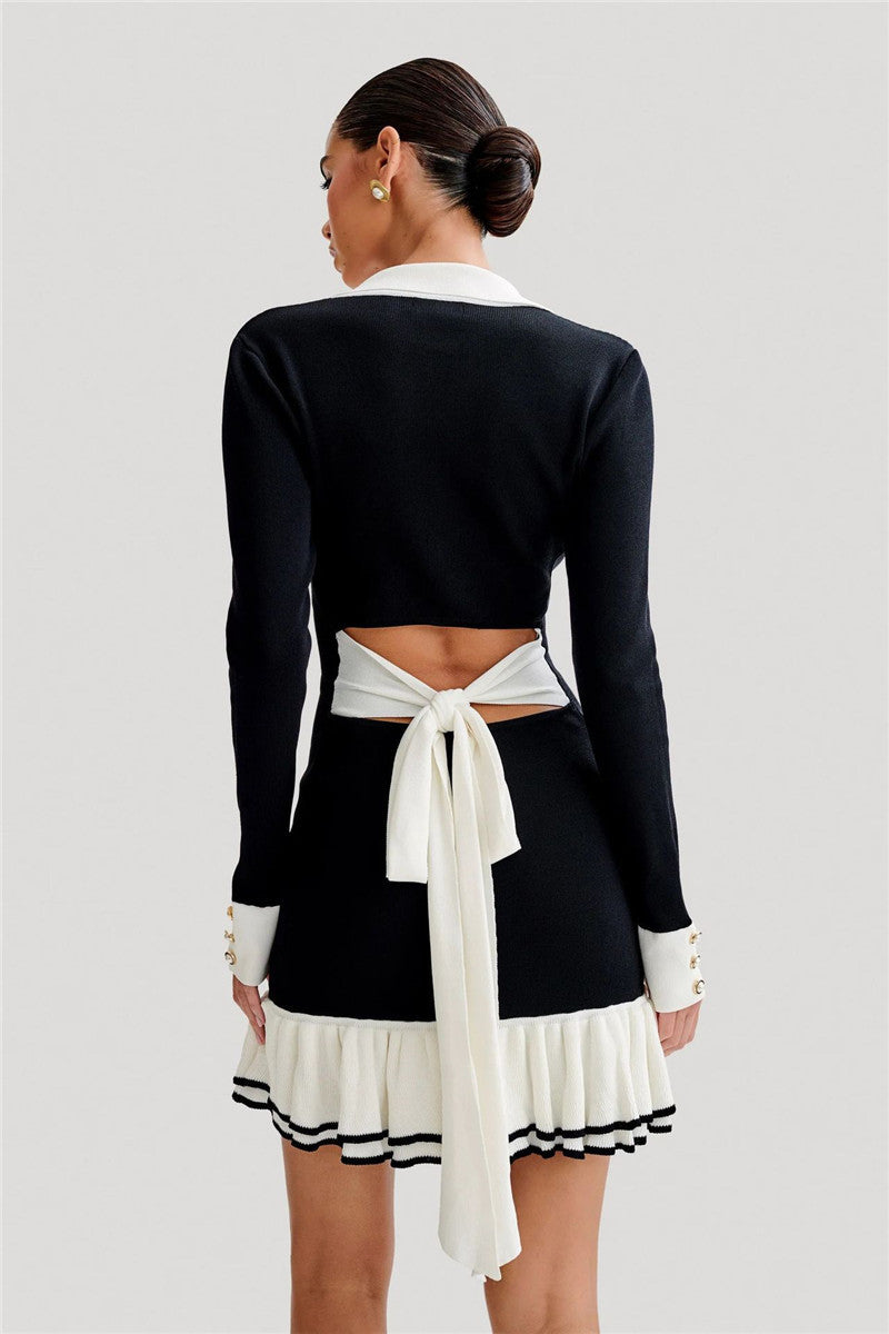 Betty Long Sleeve Ruffled Knit Mini Dress