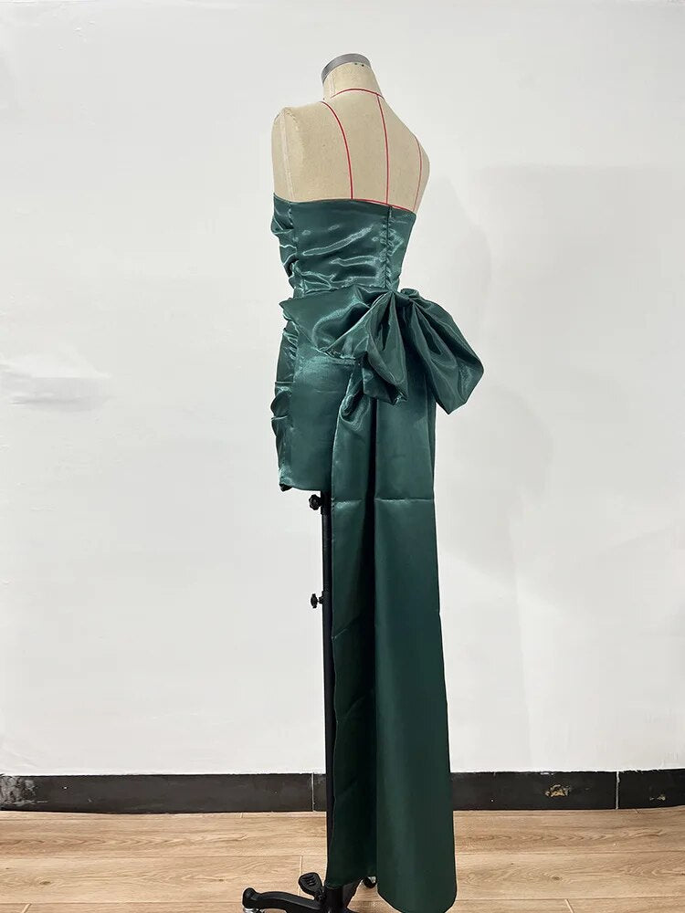 Andrea Strapless Backless Bow Maxi Dress