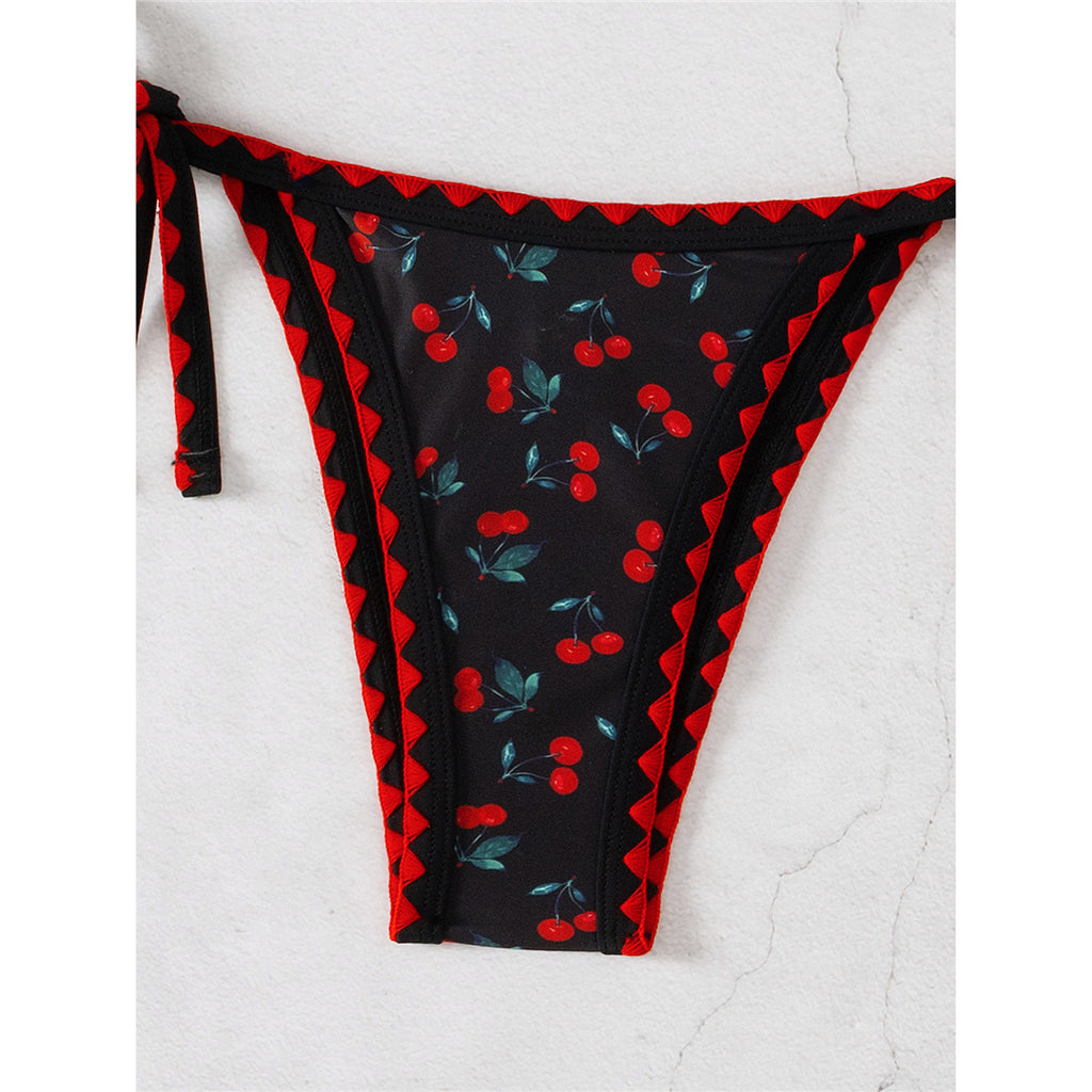 Mandy Cherry Printed Halter Strappy Bikini