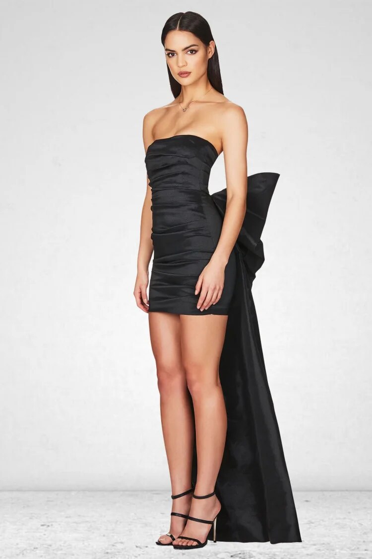 Andrea Strapless Backless Bow Maxi Dress
