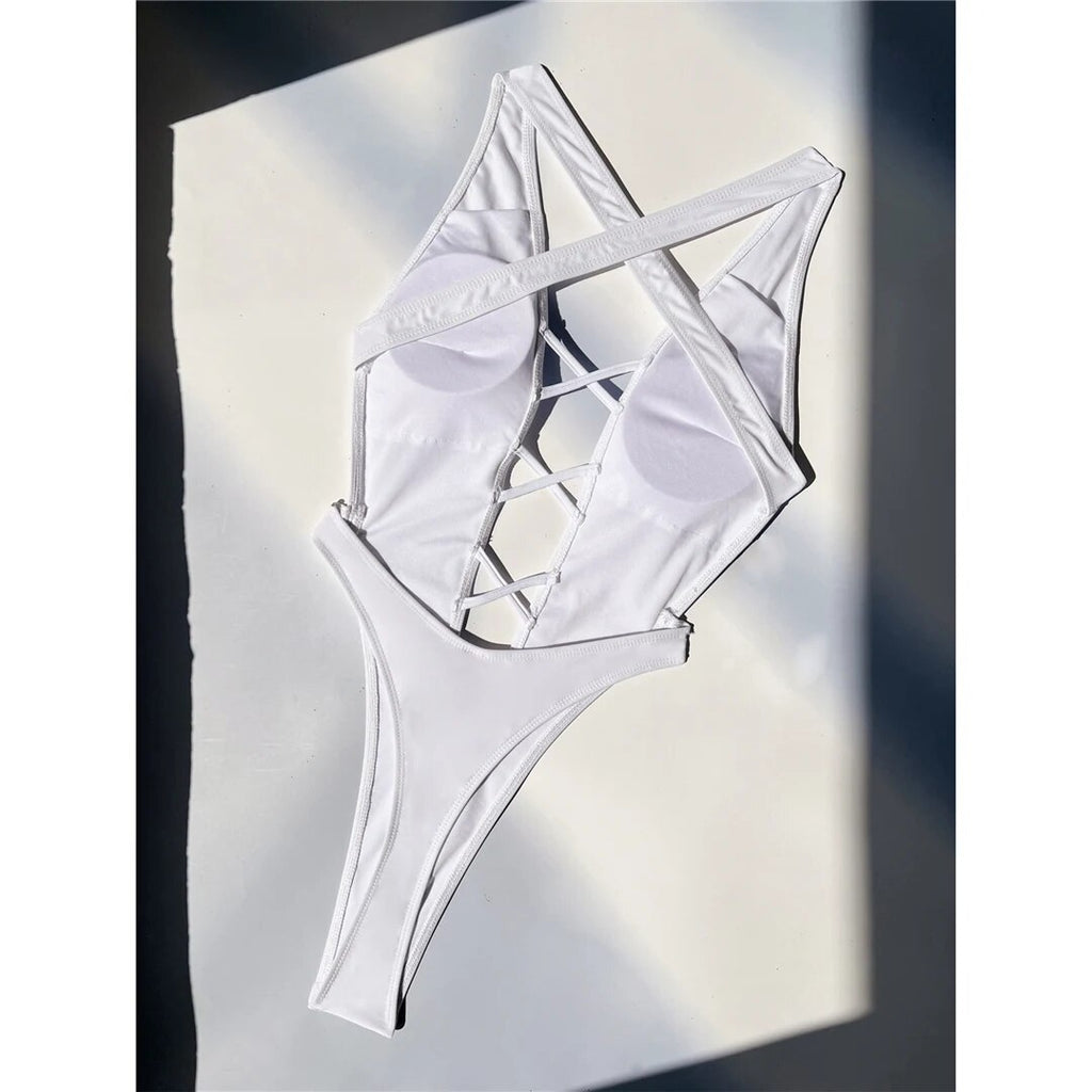 Pat Deep V Neck Mini Thong Cross Back Monokini