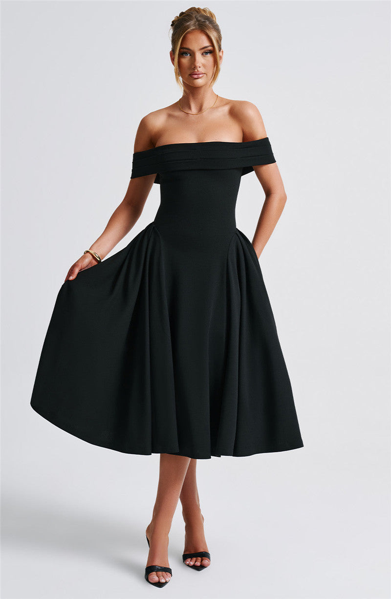 Rebecca Woman Off-shoulder Backless Sexy Midi Dress