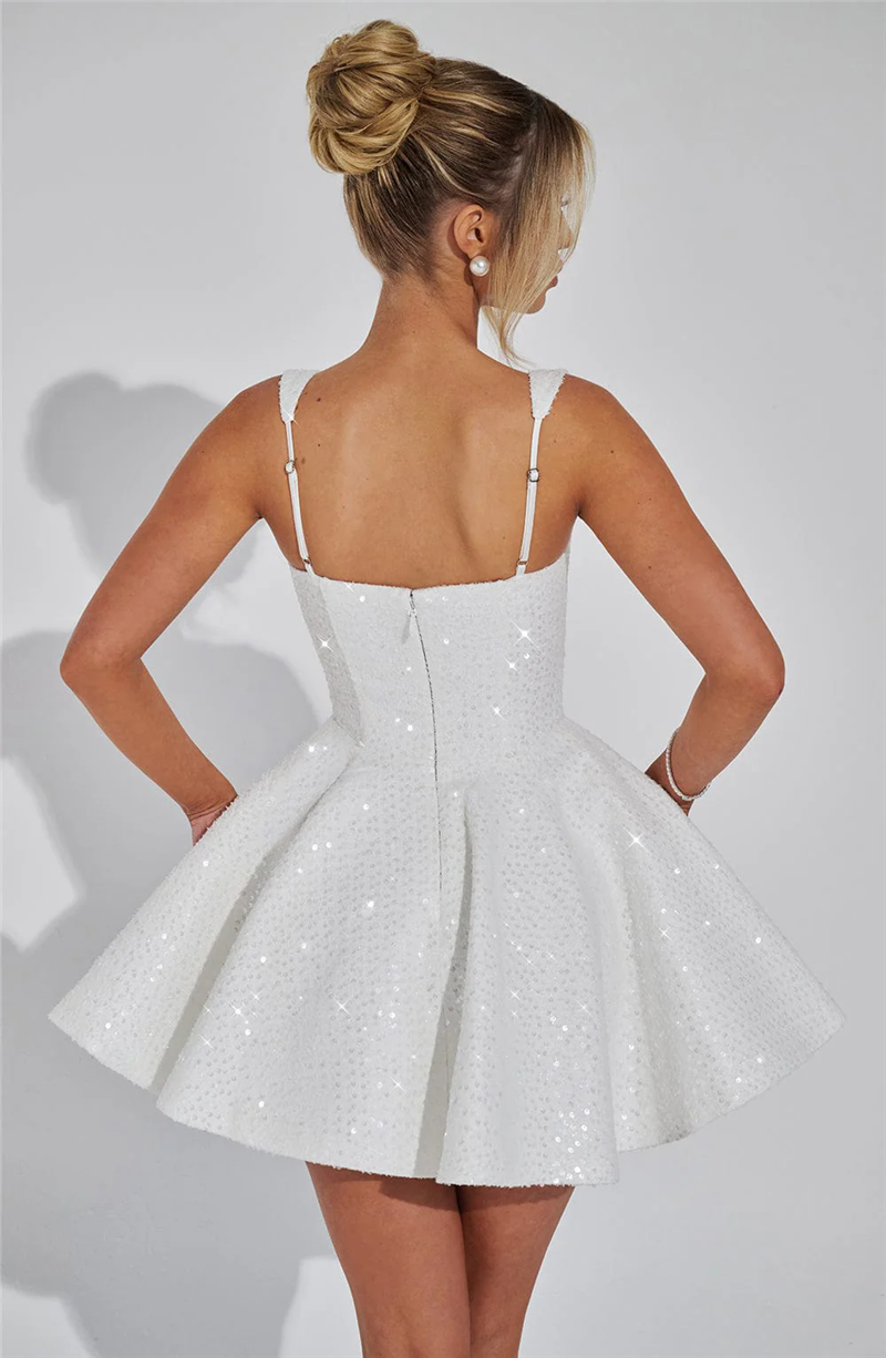 Bonnie Sequins Bow Backless Sexy Mini Dress