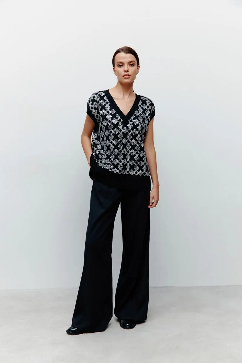 Leah Print Knitted Full Sleeve Women Sweater