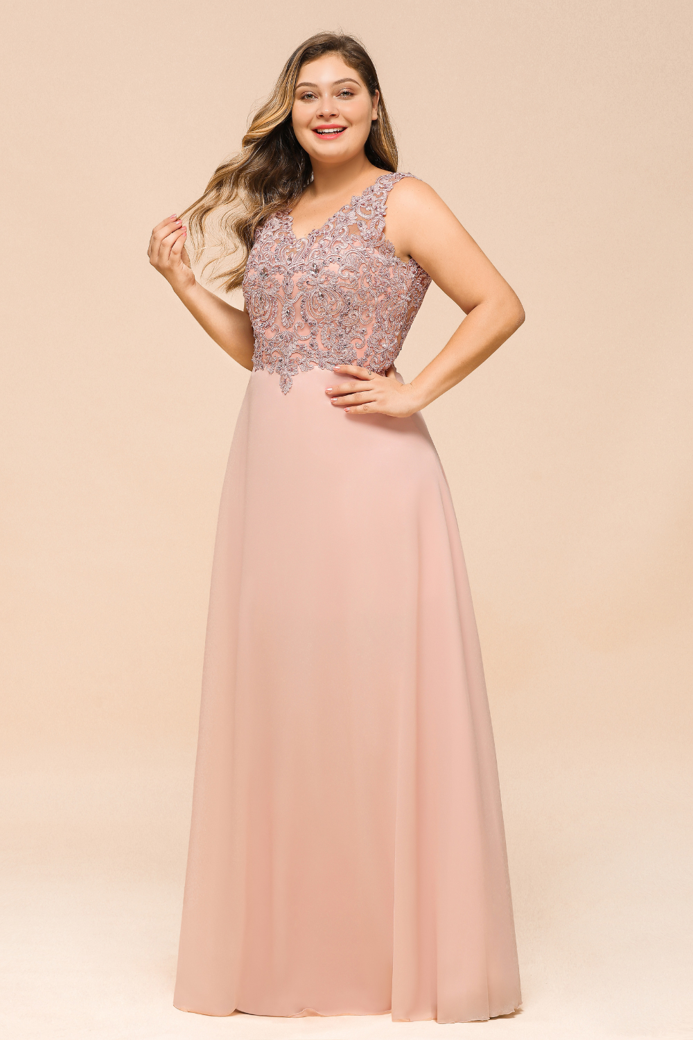 V Neck Lace Prom Dress