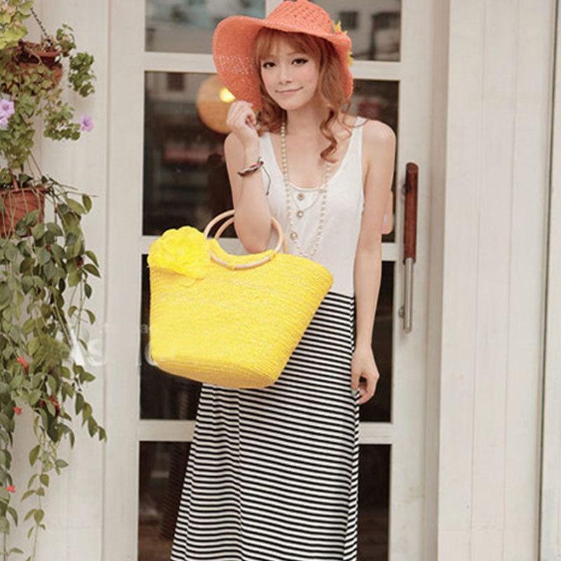 Holly Woman Bohemian Knitting Straw Bag