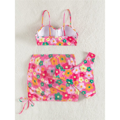 Jean Flower Printed Push Up Bikini