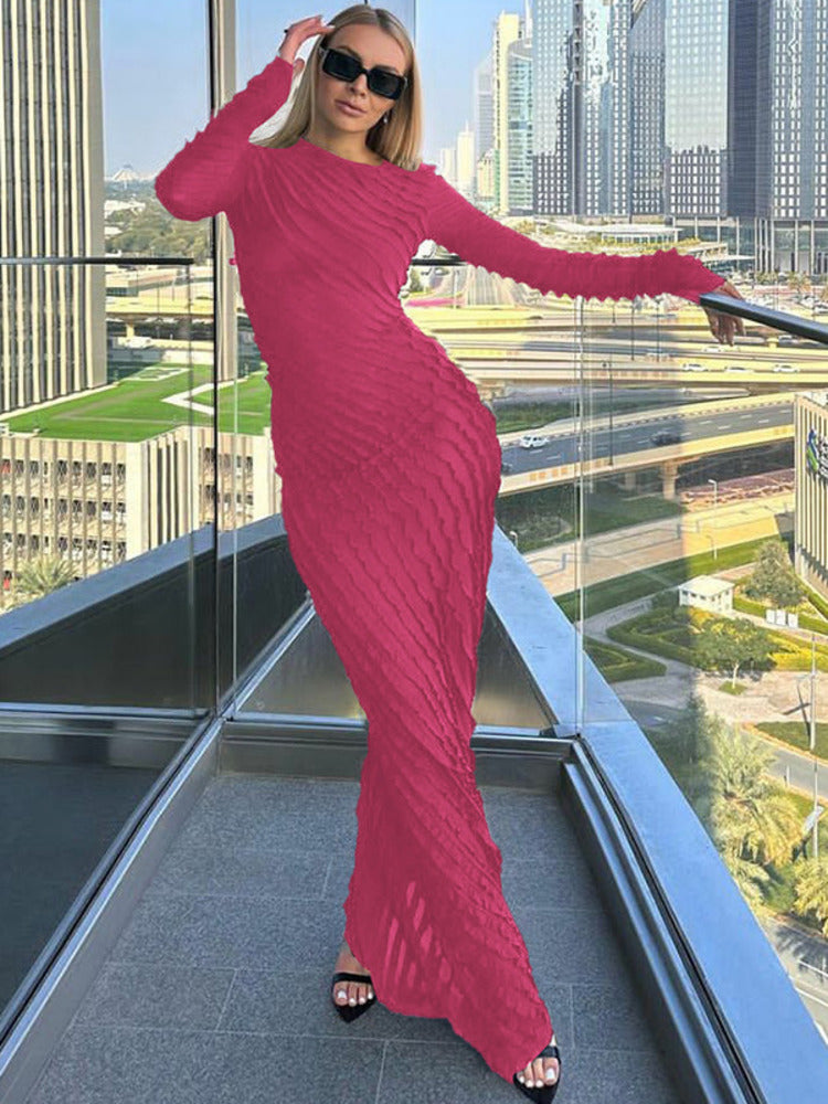 Rita Long Sleeve Pleated Summer Maxi Dress