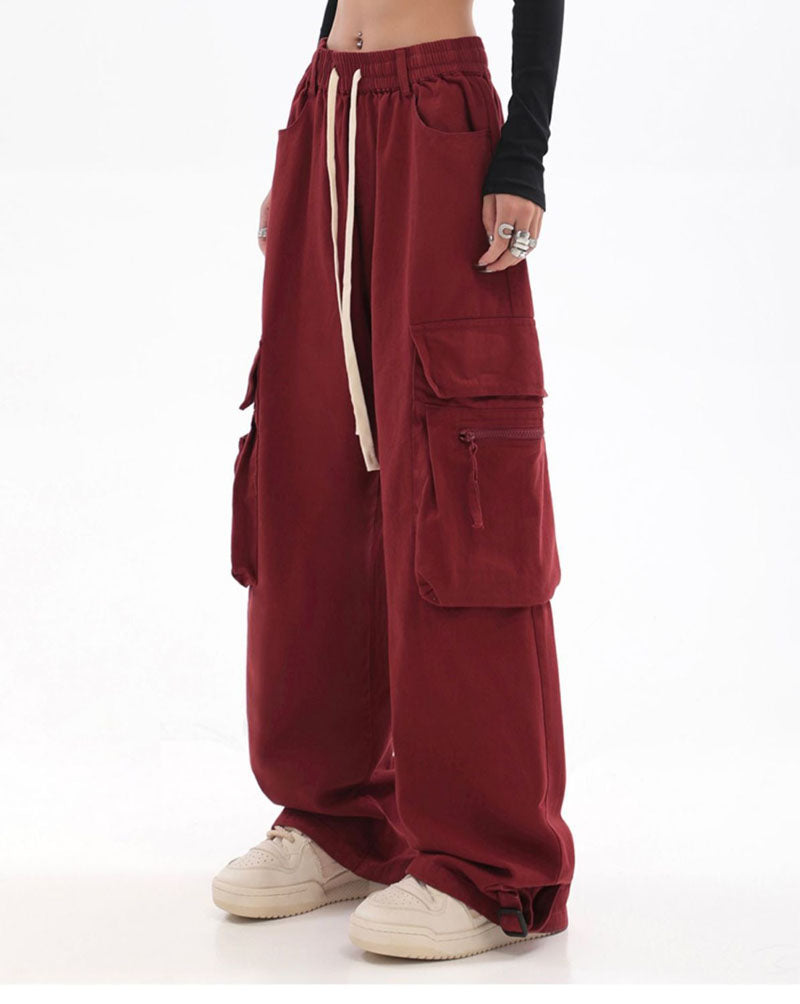 Priscilla American Retro Red Hip Hop Cargo Pants