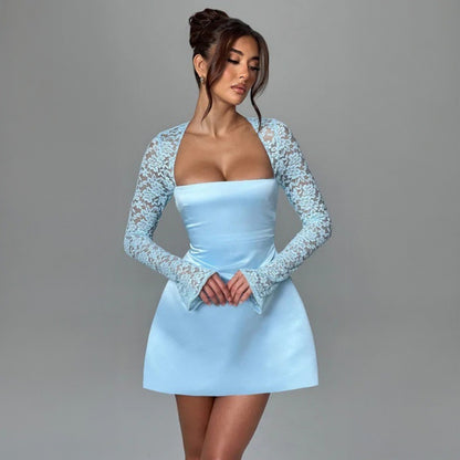Tanya Lace Long Sleeve Sexy Mini Dress