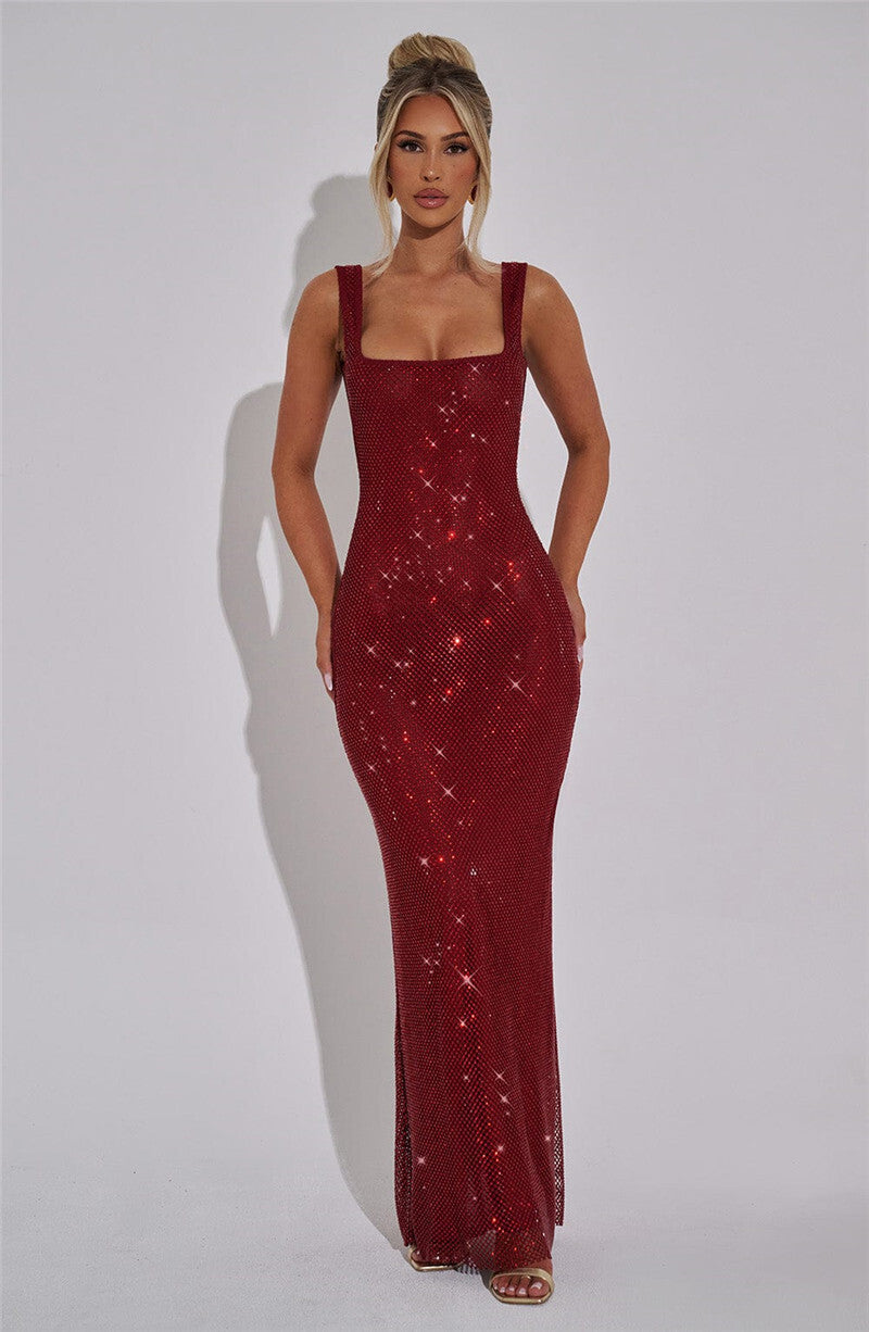 Louisa Sequins Backless Sexy Maxi Dress