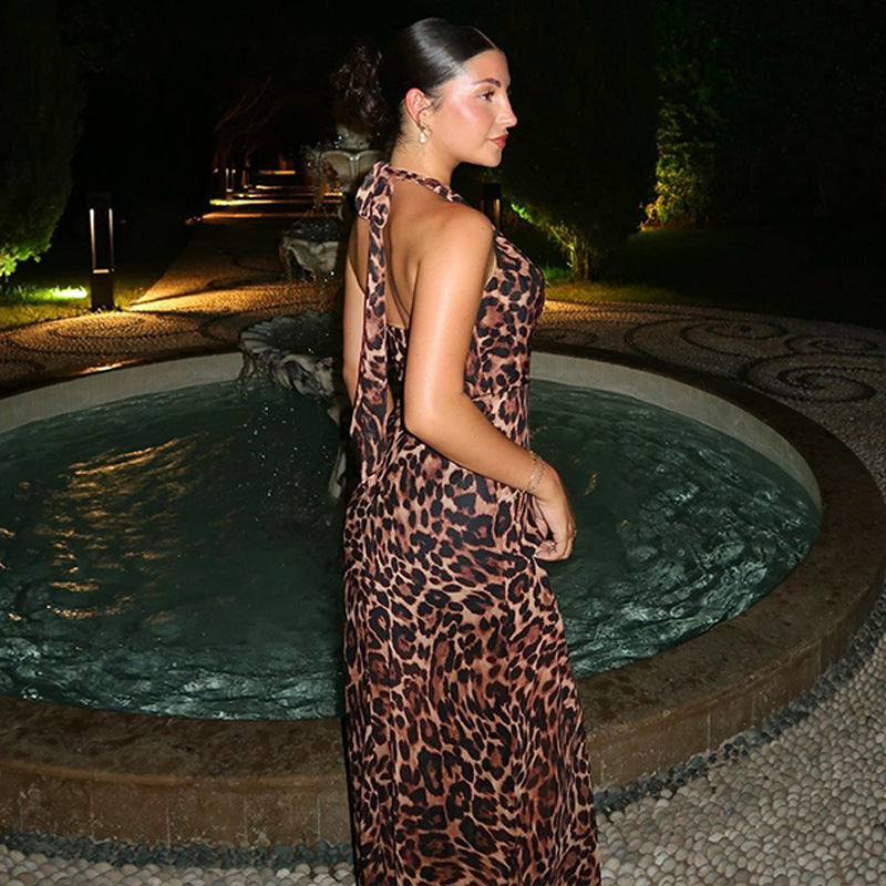 Vanessa Leopard Print Sexy Maxi Dress