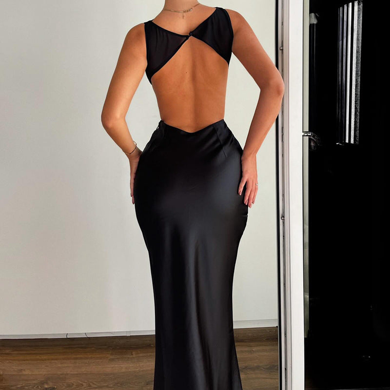 Gloria Satin Backless Bodycon Sexy Maxi Dress