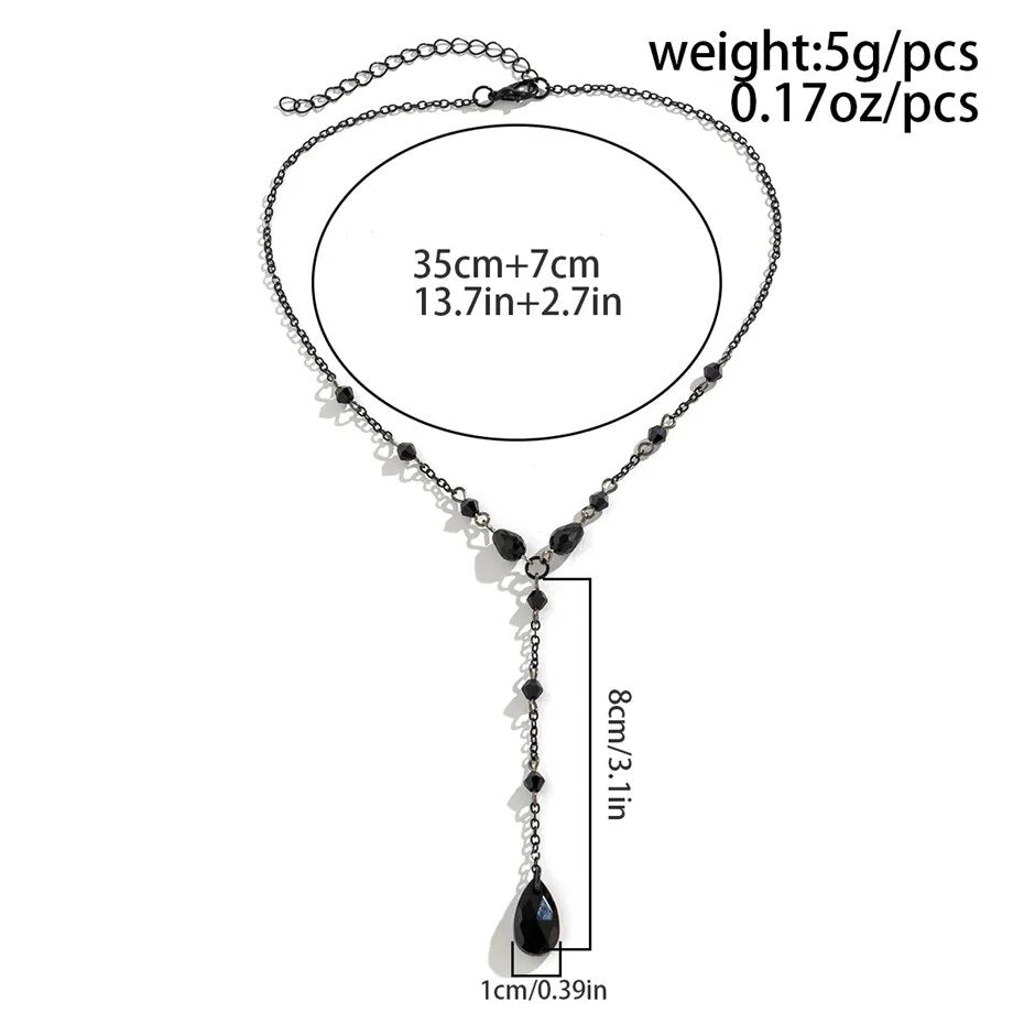 Ellen Drop Crystal Chest Chain Necklace