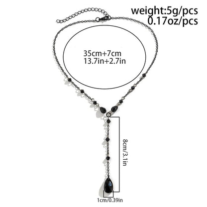 Ellen Drop Crystal Chest Chain Necklace