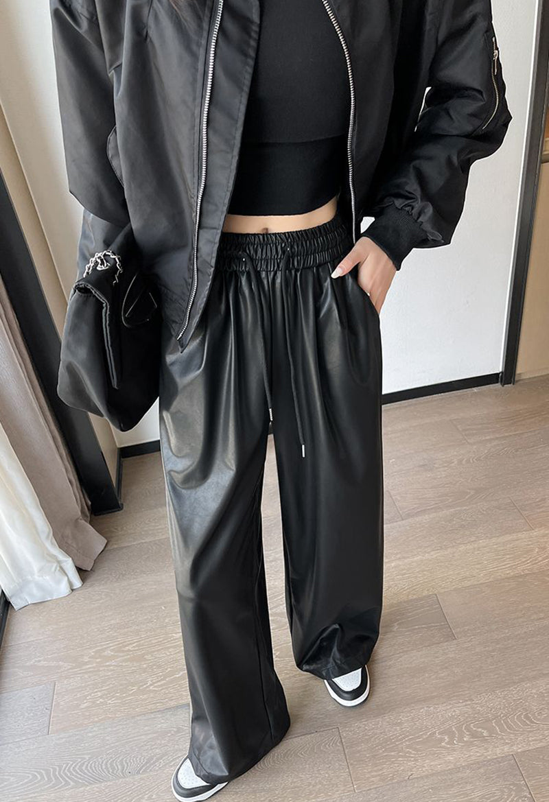 Nancy Hip Hop Women Black Pu Pants