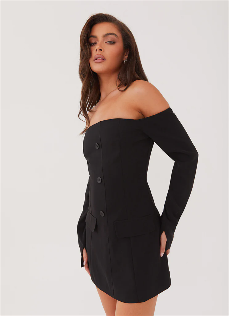 Evelyn Strapless Long Sleeve Sexy Mini Blazer Dress