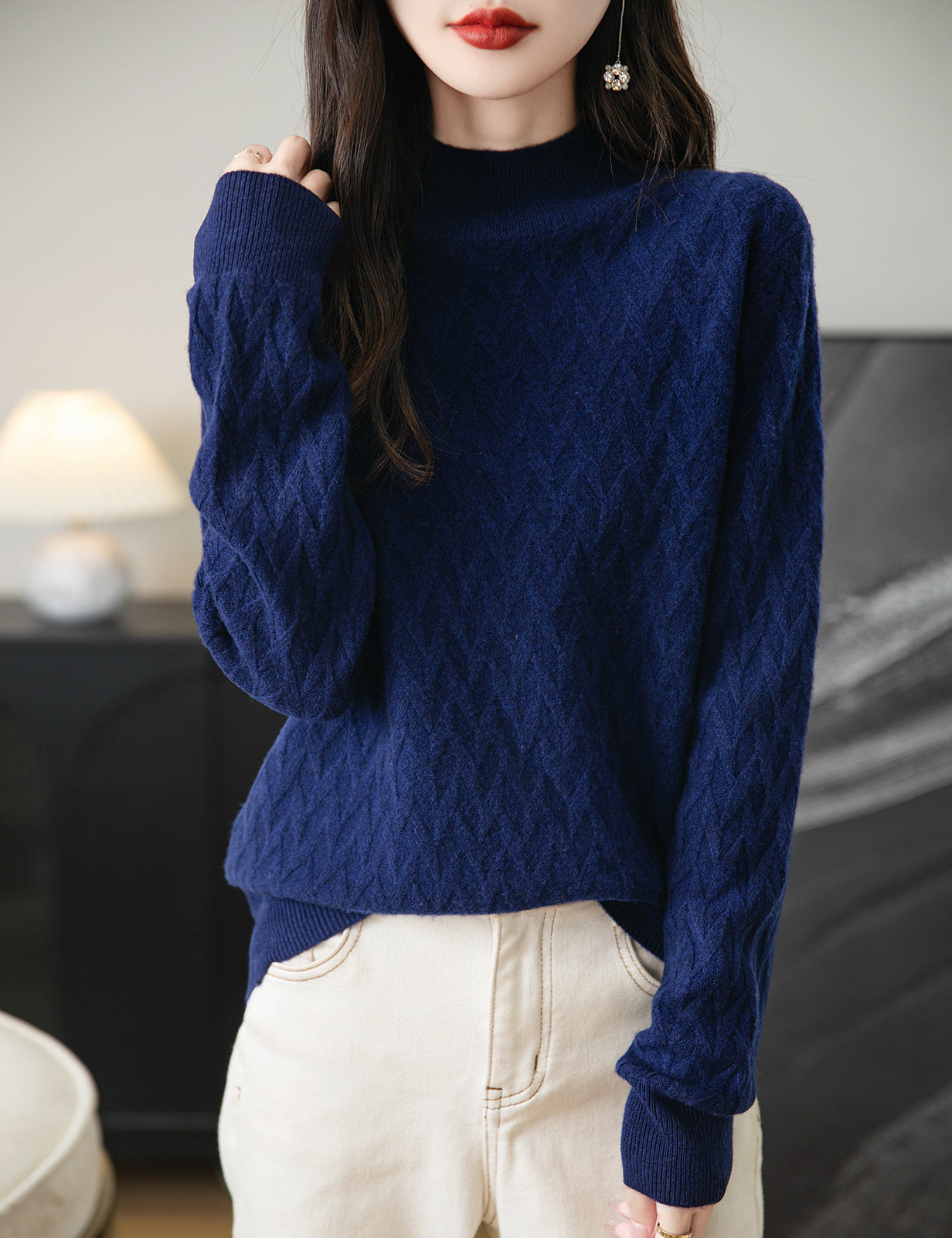 Holly Woman Mock Neck Long Sleeve Sweater