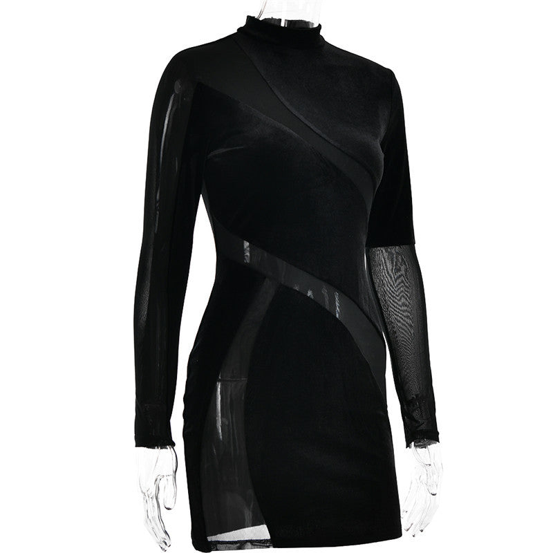 Terri Velvet Long Sleeve Sexy Mini Dress