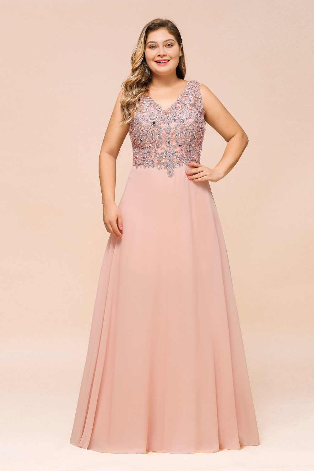 V Neck Lace Prom Dress