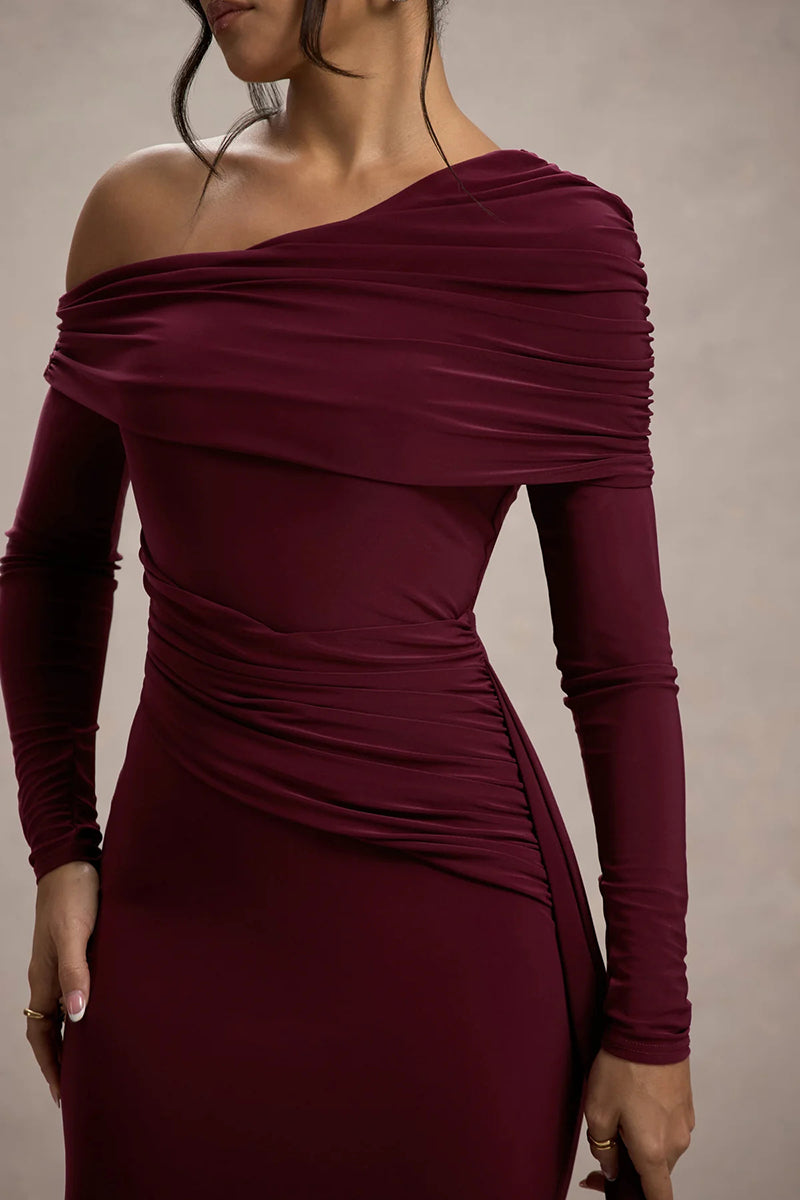 Louise Skew Collar Long Sleeve Sexy Maxi Dress