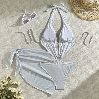 Nikki Glitter Sparkling Depp V Neck Monokini