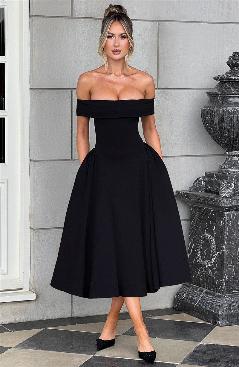 Rebecca Woman Off-shoulder Backless Sexy Midi Dress