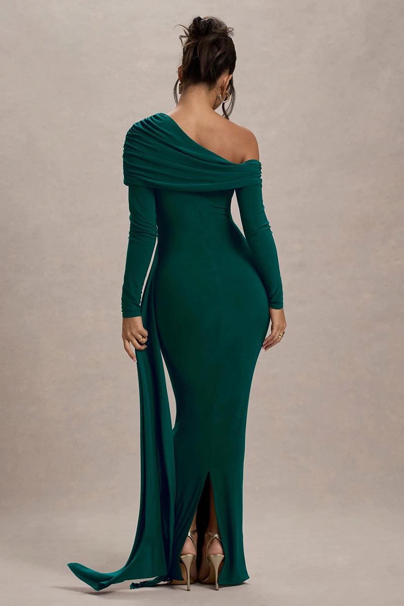 Louise Skew Collar Long Sleeve Sexy Maxi Dress