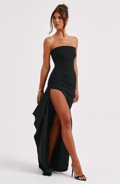 Tina Strapless Backless High Split Maxi Dress