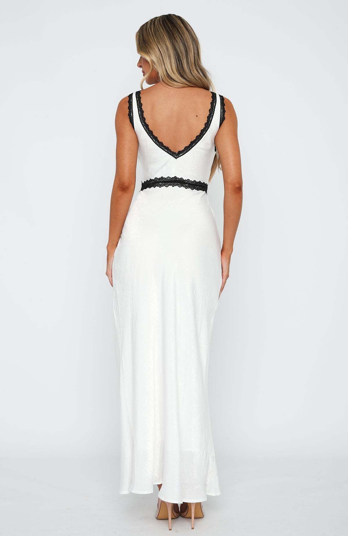 Ethel Satin Contrast Lace Long Dress