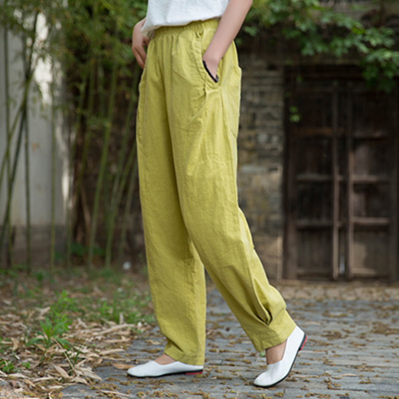 Yvonne Cotton Linen Women High Waist Pants