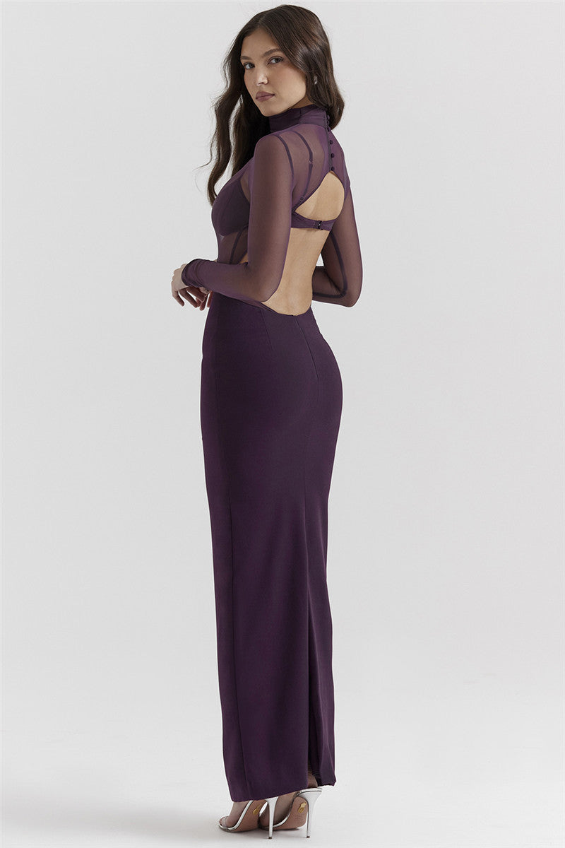 Jane Purple Backless Sexy Maxi Dress
