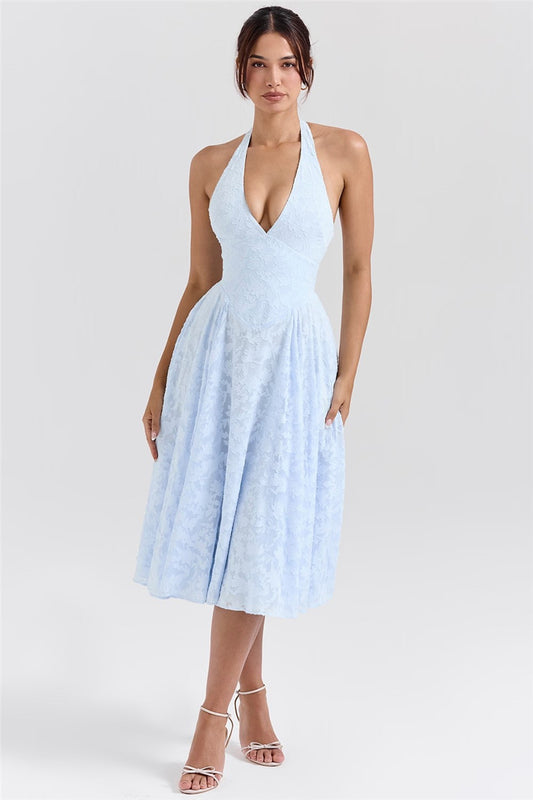 Jenna Woman Deep V Neck Halter Sexy Madi Dress