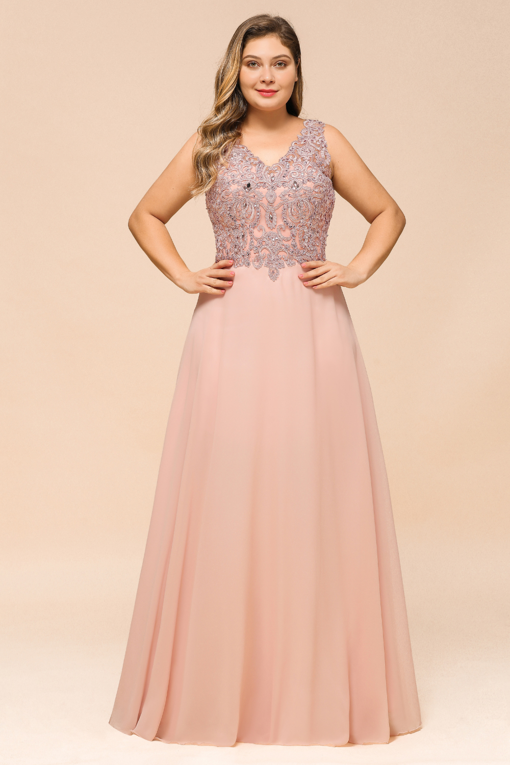 V Neck Lace Prom Dress