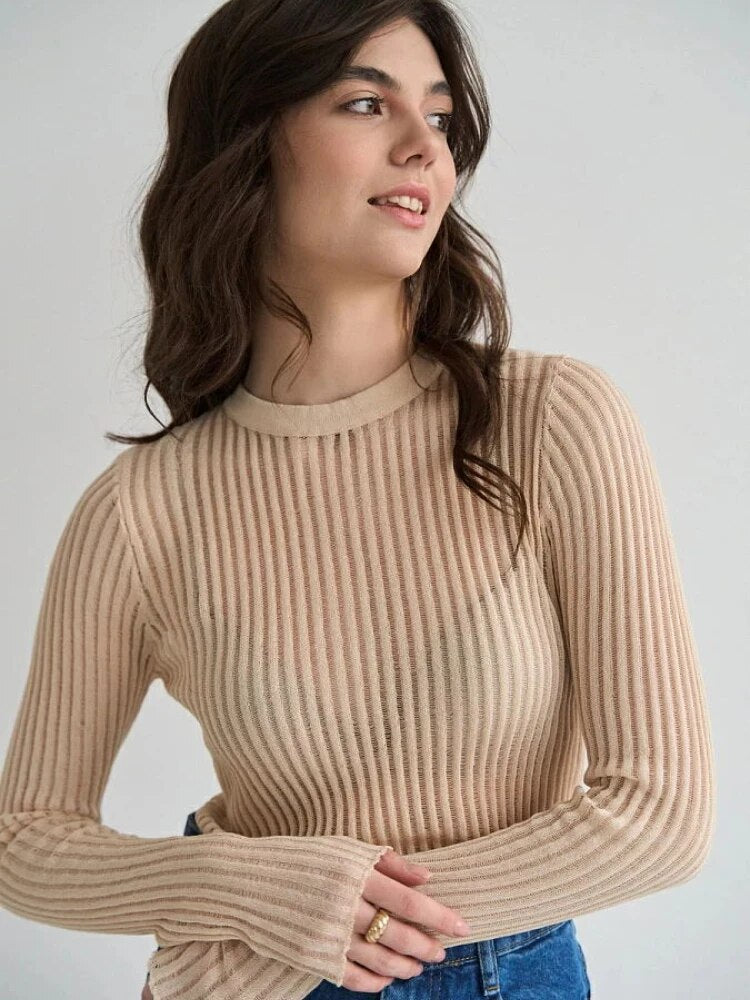 Sarah Striped See Through Women T-Shirts