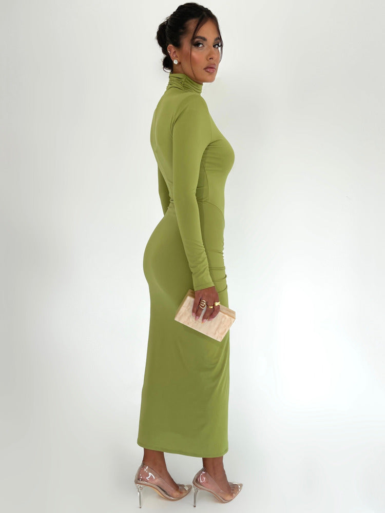 Kate Turtleneck Long Sleeve Bodycon Maxi Dress
