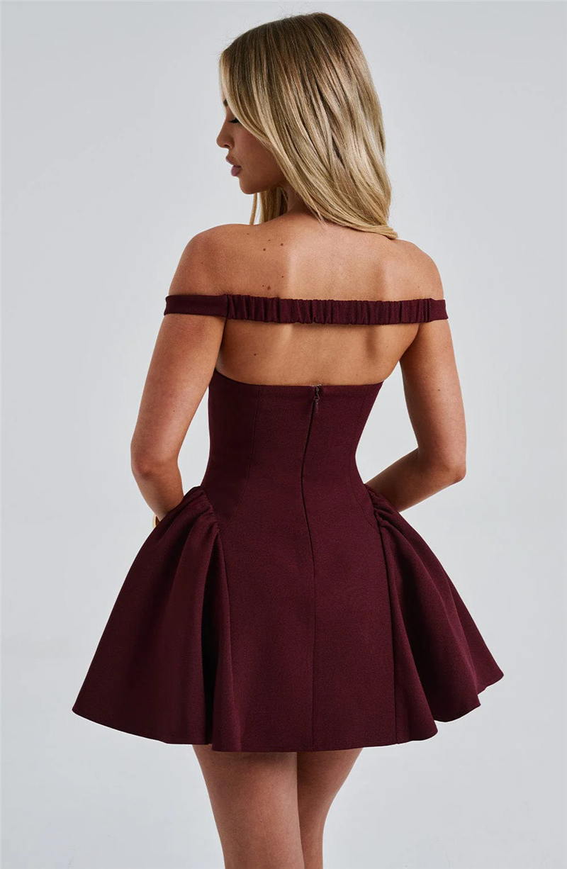 Janice Off-shoulder Backless Sexy Mini Dress