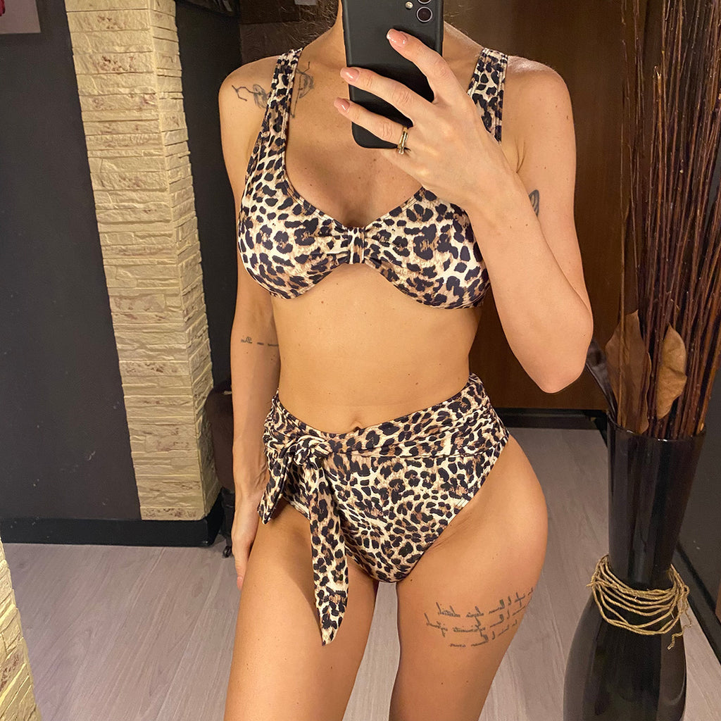 Holly Leopard Knotted High Waist Bikini