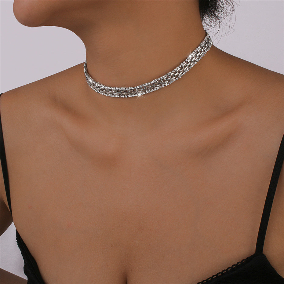 Lydia Rhinestones Square Chain Necklace