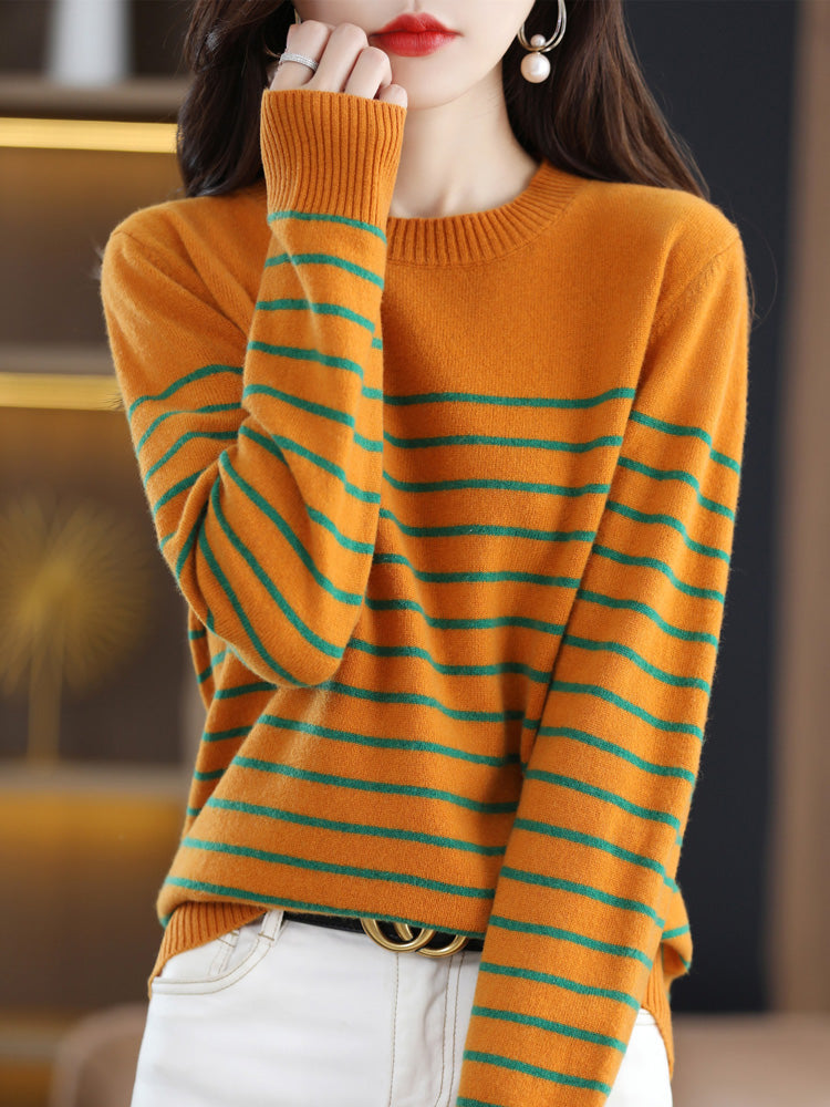 Sally O-neck Striped Woman Sweater